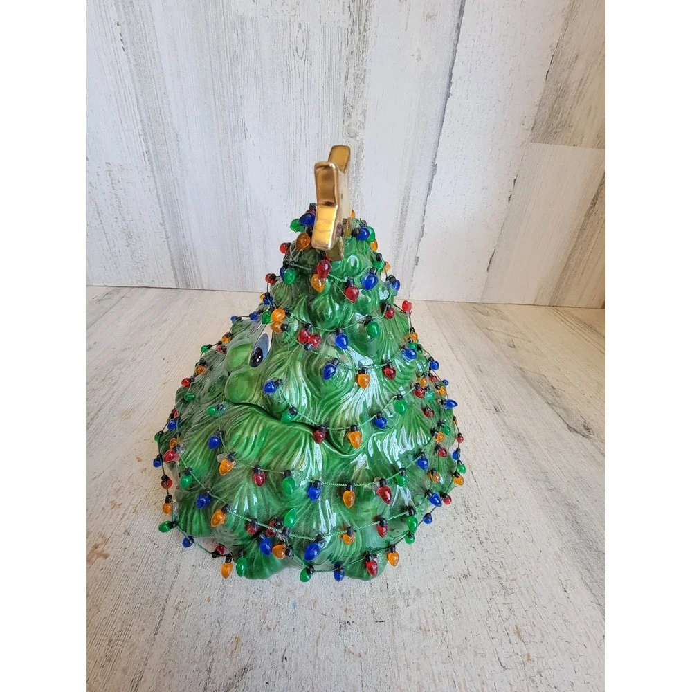 Vintage scioto tree container anthropomorphic xmas ceramic home